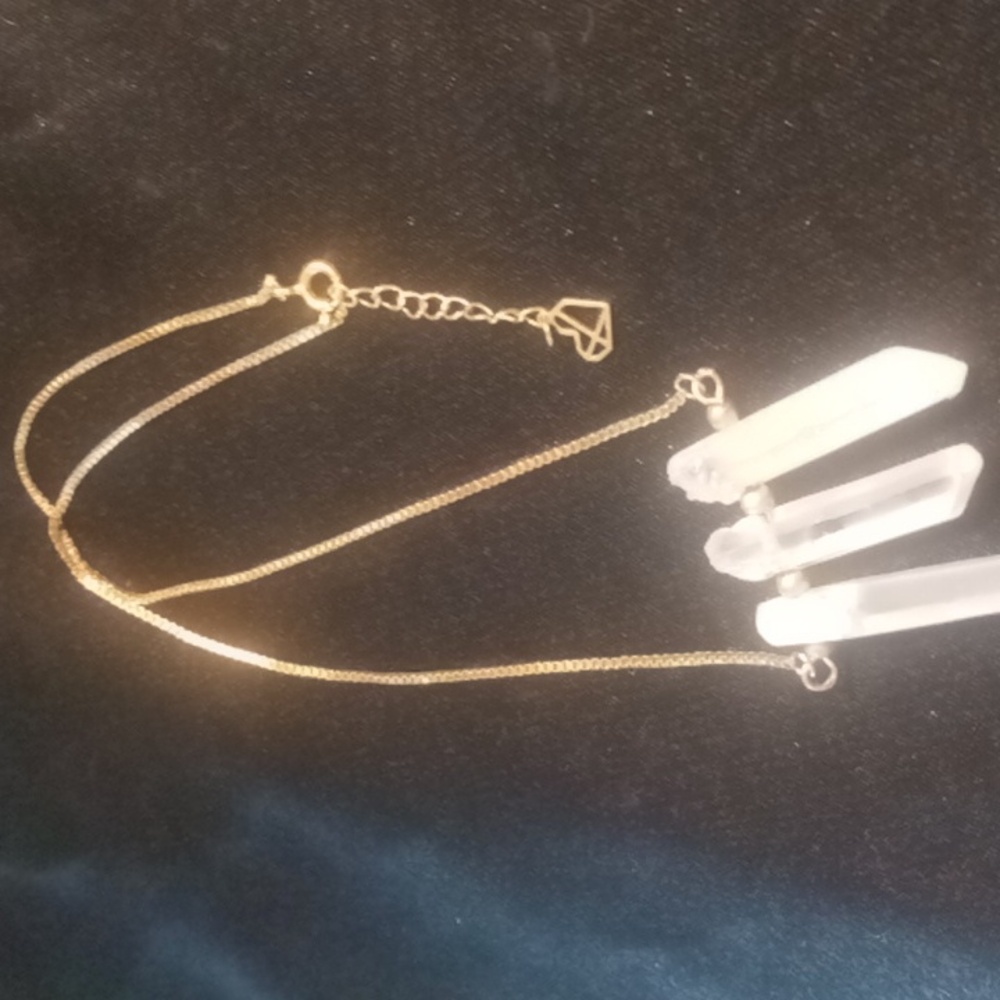 sterling silver 925 gold plated Minimalist quartz crystal necklace